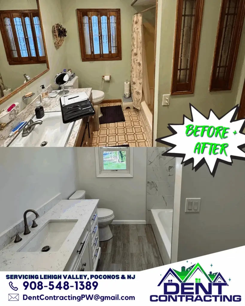 Dent Contracting LLC Updated Bathroom Remodel in the Poconos and Lehigh Valley
